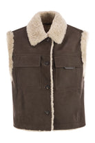 SLEEVELESS SHEARLING OUTERWEAR Brunello Cucinelli BROWN 40