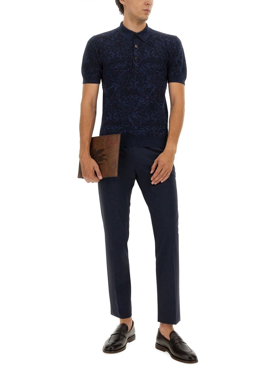 BLUE COTTON WOOL POLO SHIRTS Etro BLUE M