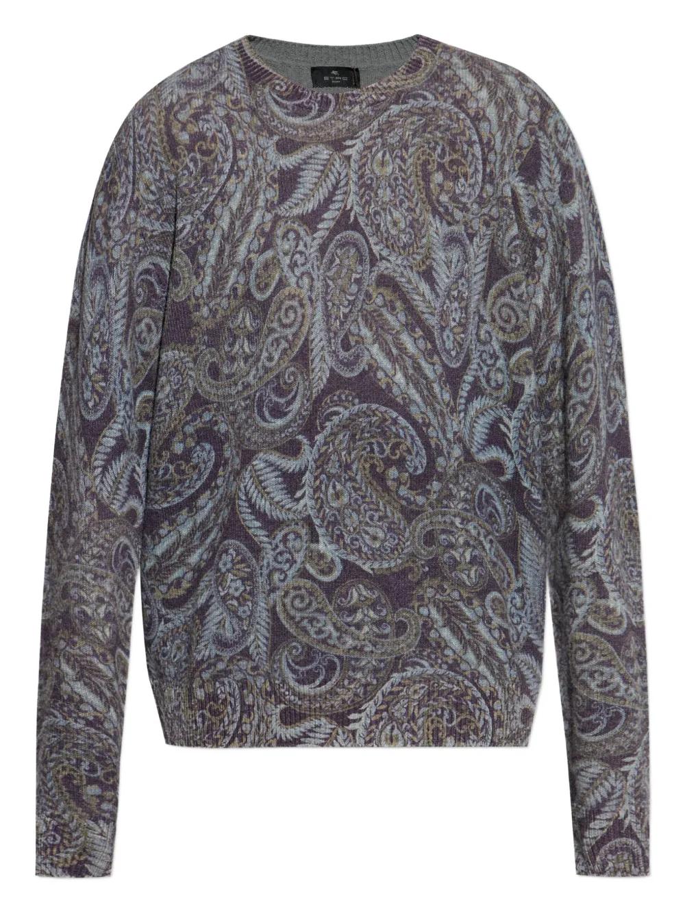 PAISLEY RIBBED WOOL SWEATER Etro GREY M