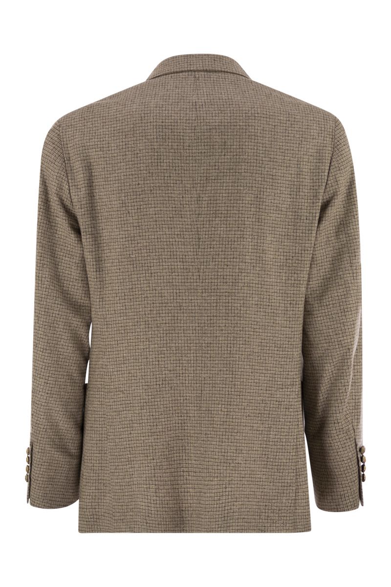ONE-AND-A-HALF BREASTED DECONSTRUCTED JACKET IN CHECKED FLANNEL Brunello Cucinelli