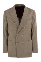 ONE-AND-A-HALF BREASTED DECONSTRUCTED JACKET IN CHECKED FLANNEL Brunello Cucinelli BEIGE 52