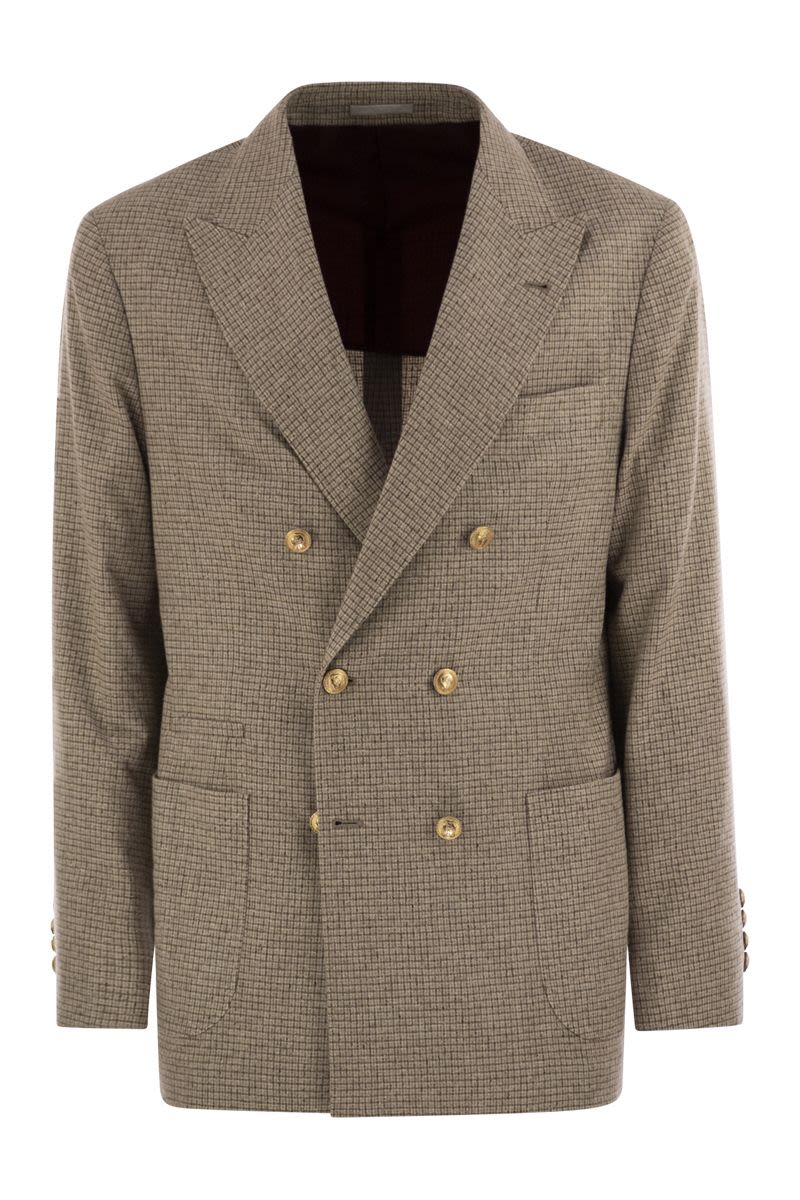 ONE-AND-A-HALF BREASTED DECONSTRUCTED JACKET IN CHECKED FLANNEL Brunello Cucinelli BEIGE 52