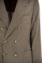 ONE-AND-A-HALF BREASTED DECONSTRUCTED JACKET IN CHECKED FLANNEL Brunello Cucinelli