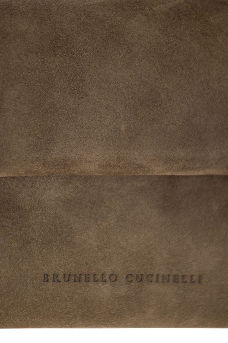 BC DUO SUEDE CLUTCH BAG WITH PRECIOUS CHAIN Brunello Cucinelli