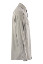 STRETCH COTTON CHEVRON FLANNEL EASY FIT SHIRT WITH SNAP BUTTONS, EPAULETTES AND POCKETS Brunello Cucinelli