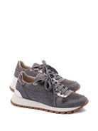 RUNNERS IN VIRGIN WOOL FLANNEL AND LAMé CALFSKIN WITH PRECIOUS TOE Brunello Cucinelli