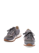 RUNNERS IN VIRGIN WOOL FLANNEL AND LAMé CALFSKIN WITH PRECIOUS TOE Brunello Cucinelli