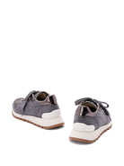 RUNNERS IN VIRGIN WOOL FLANNEL AND LAMé CALFSKIN WITH PRECIOUS TOE Brunello Cucinelli
