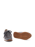 RUNNERS IN VIRGIN WOOL FLANNEL AND LAMé CALFSKIN WITH PRECIOUS TOE Brunello Cucinelli
