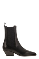 CLASSIC LEATHER CHELSEA BOOT WITH PRECIOUS BLOCK HEELS Brunello Cucinelli BLACK 37