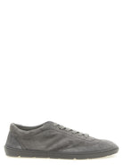 Grey suede low-top sneakers by Brunello Cucinelli, side view