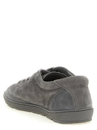 Grey suede low-top sneakers by Brunello Cucinelli, rear view