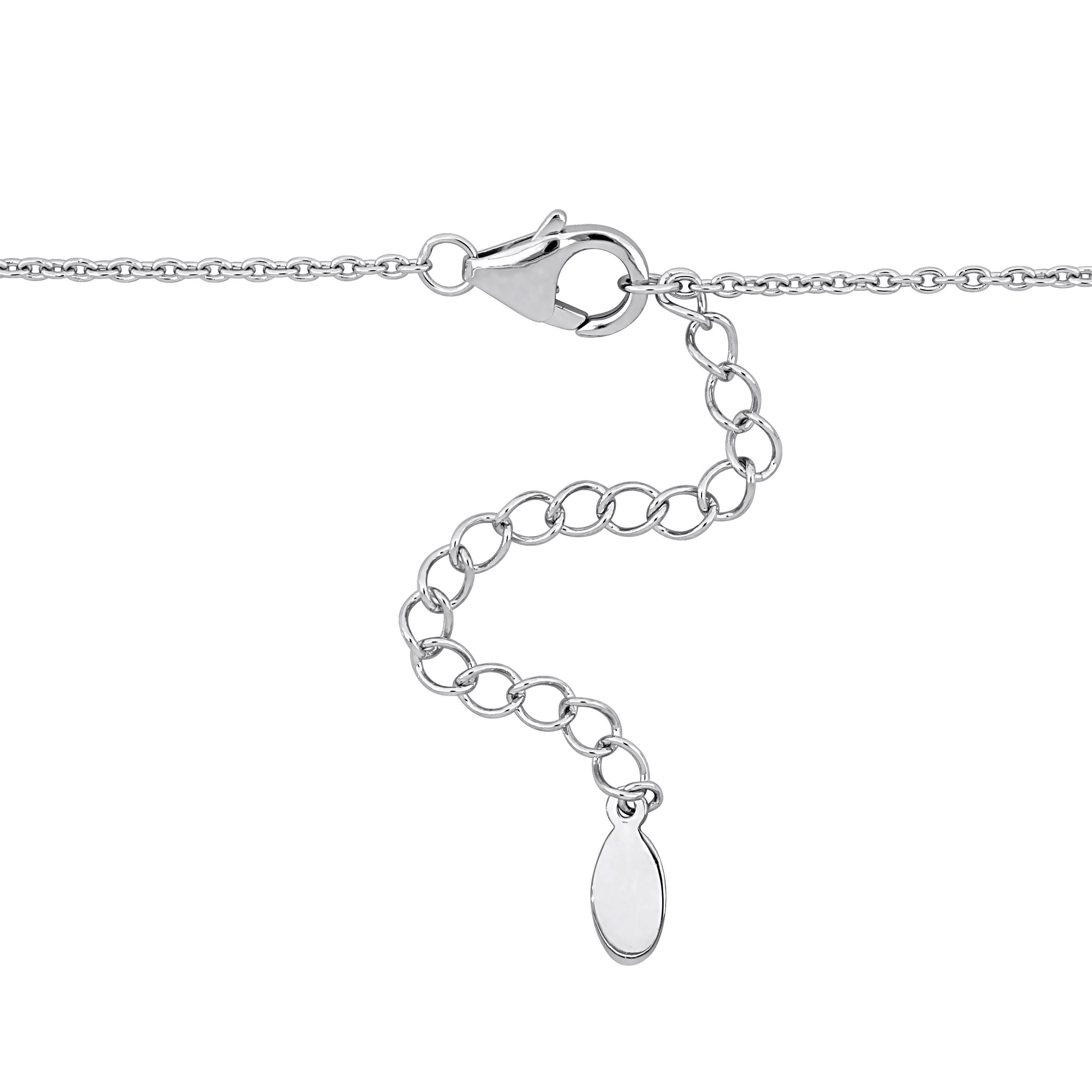 Sterling silver aquamarine pendant necklace, back view showing lobster claw clasp
