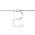 Sterling silver tennis necklace with pear sapphire pendant by Lord & Taylor, back view showing clasp
