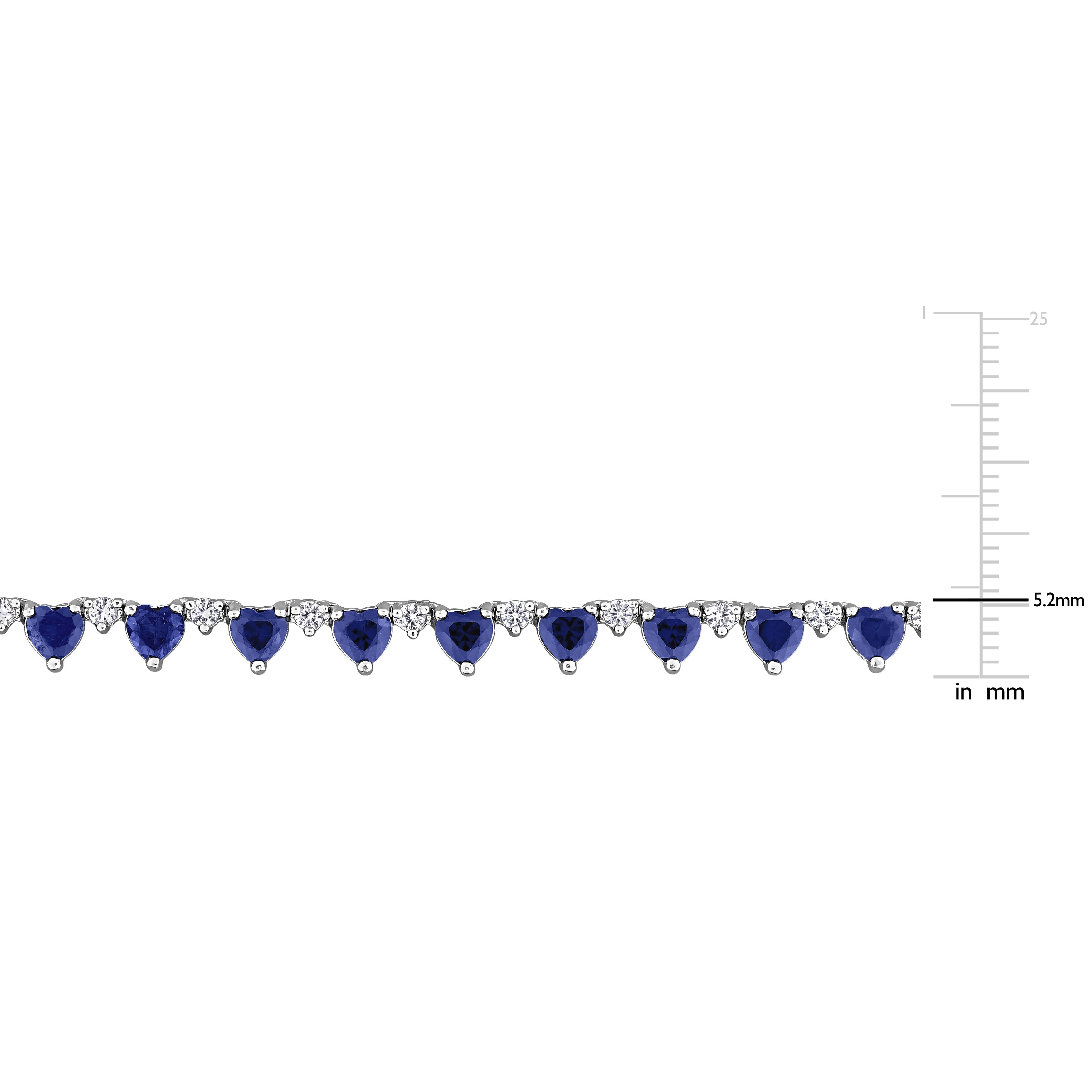 Blue sapphire heart tennis necklace side angle view by Lord & Taylor