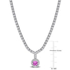 Created pink and white sapphire tennis necklace, clasp and extender detail
