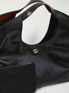 Black Gucci Giglio tote bag back view showing leather construction