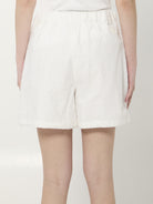 White Moncler cotton poplin shorts, side pocket detail