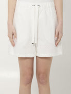 White Moncler cotton San Gallo poplin shorts, front view