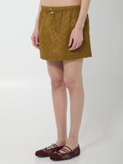 Caramel brown Gucci GG nylon mini skirt, back view