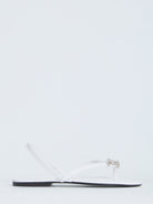 White calf leather slider sandals with Triomphe detail by Celine, side view