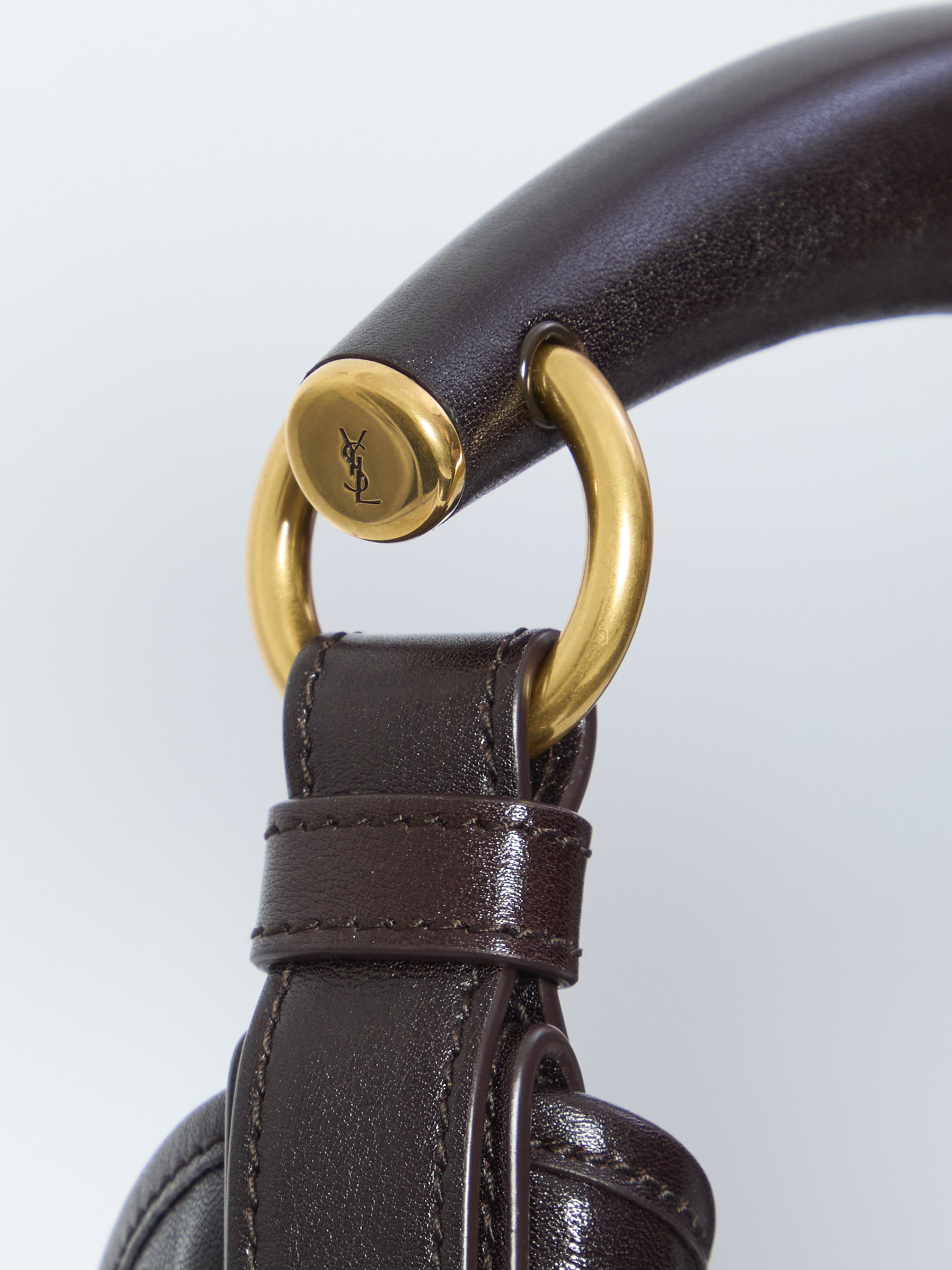 Brown quilted calfskin Mombasa shoulder bag by Saint Laurent, detail view