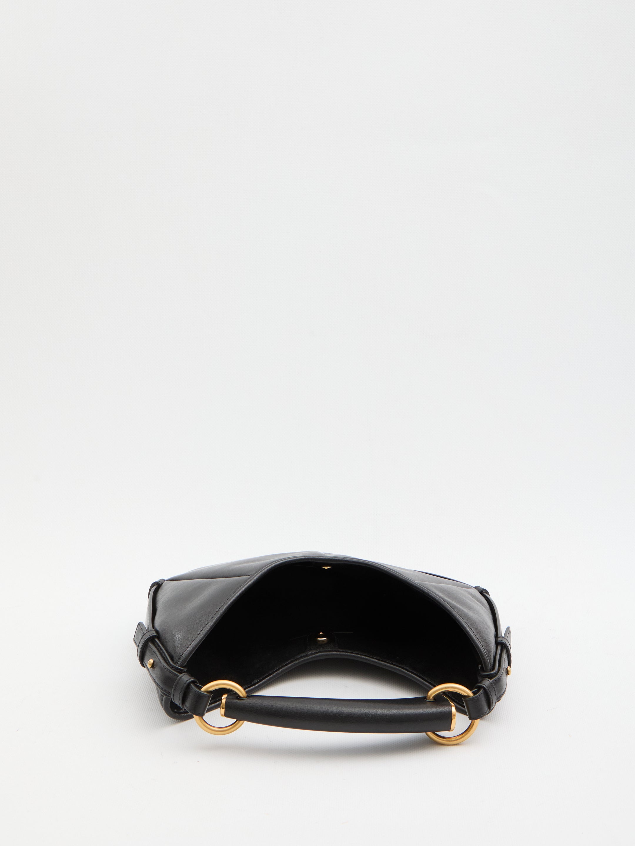 Black quilted calfskin Mombasa shoulder bag by Saint Laurent, detail of quilted texture