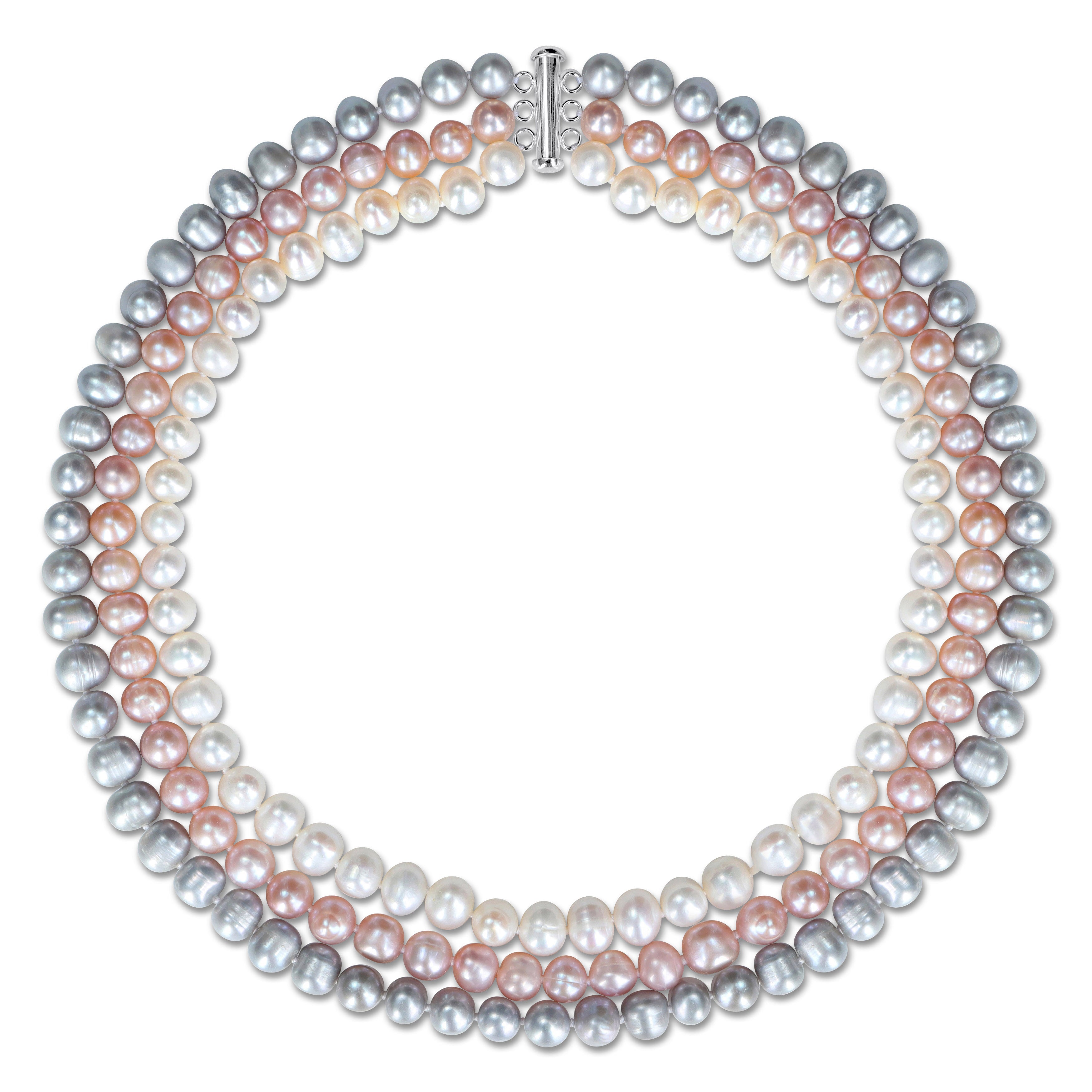 Multi-color freshwater pearl necklace by Lord & Taylor, detail view