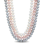 Multi-color freshwater pearl three-strand necklace by Lord & Taylor, front view