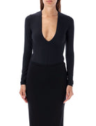 LONG SLEEVE DEEP V BODY SUIT ETERNE BLACK S