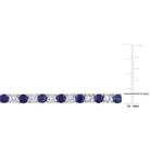 Created blue and white sapphire necklace, detail view of high polish finish