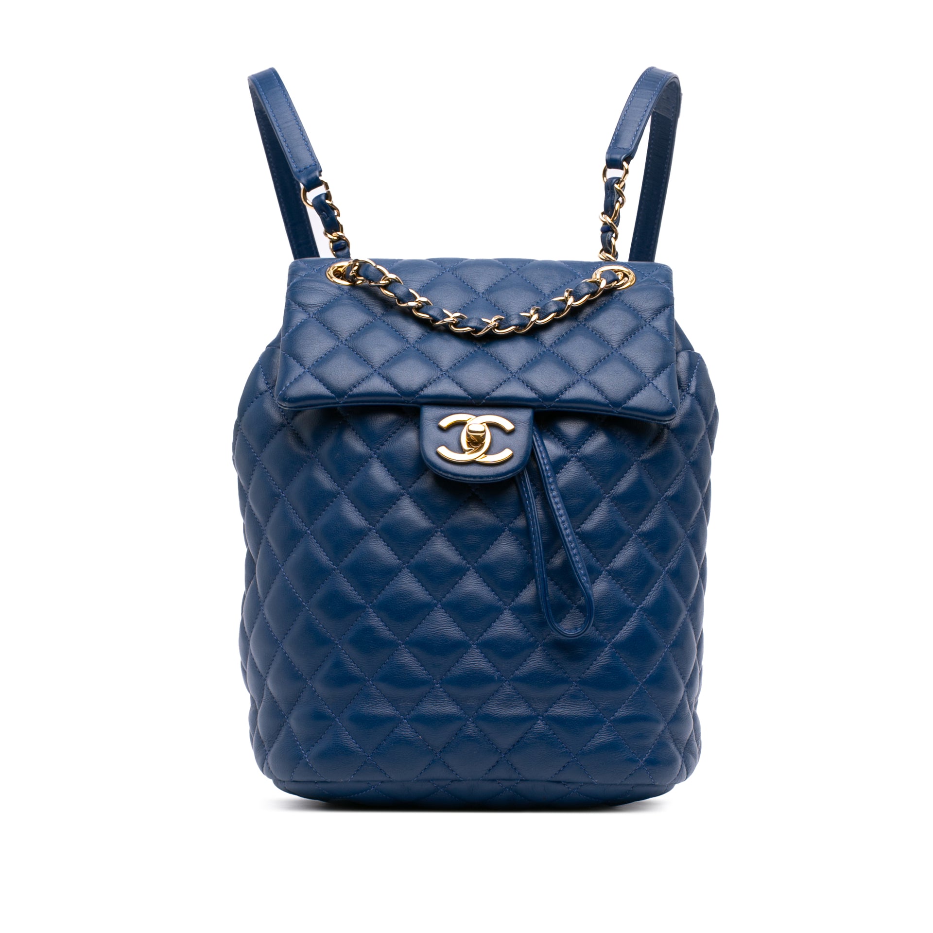Pre-loved Chanel 2018-2019 Navy Quilted Leather Small 'Urban Spirit' CC Backpack GHW