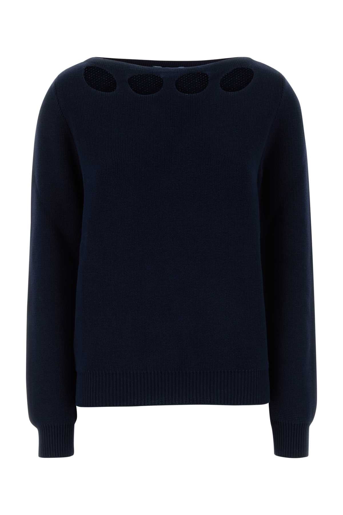 COTTON CREW-NECK SWEATER Prada blue 38