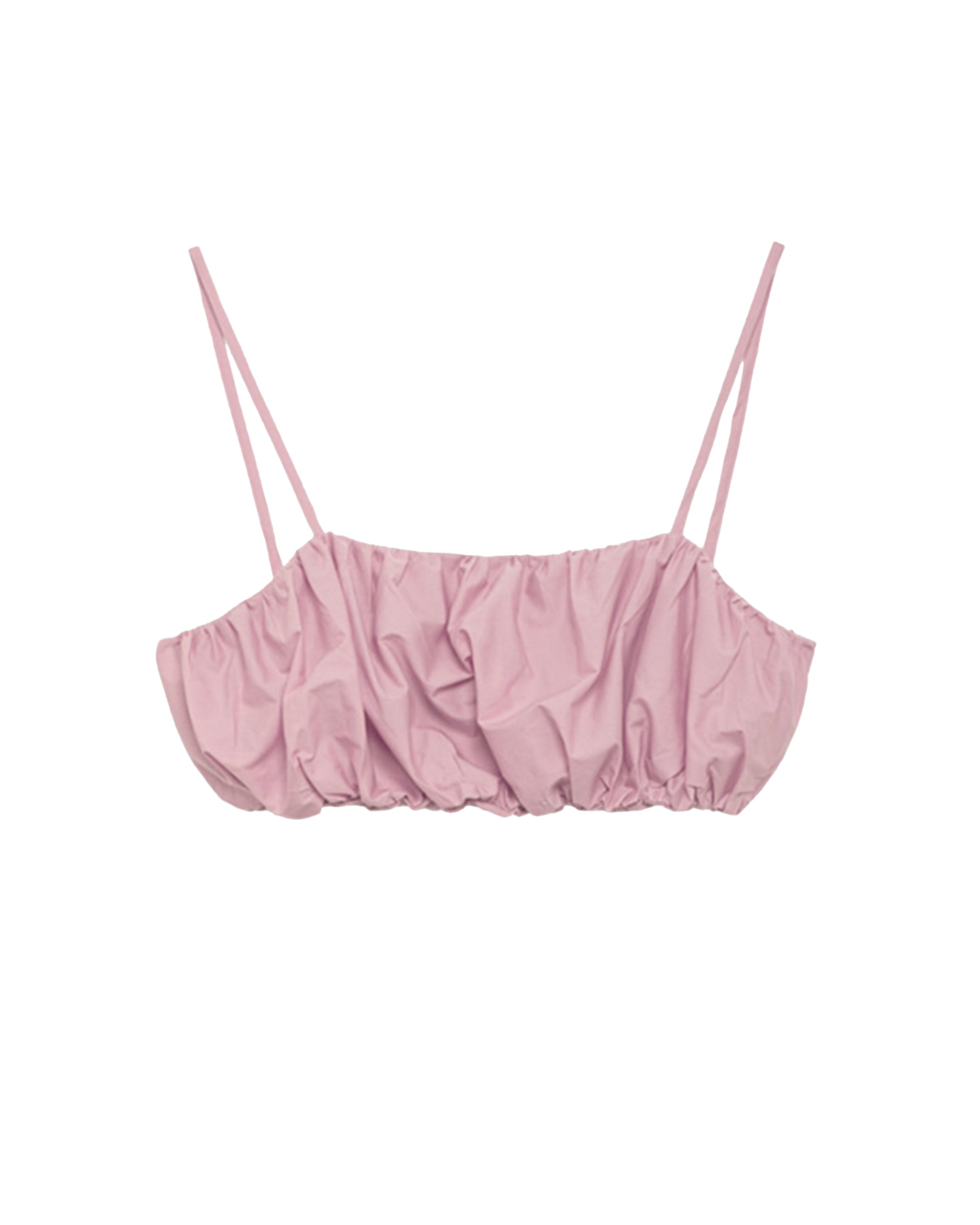 Rose Alpha Studio cotton crop top with ruched detailing, front view