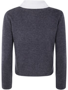 GREY CONTRAST COLLAR CARDIGAN Self-Portrait