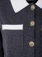 GREY CONTRAST COLLAR CARDIGAN Self-Portrait