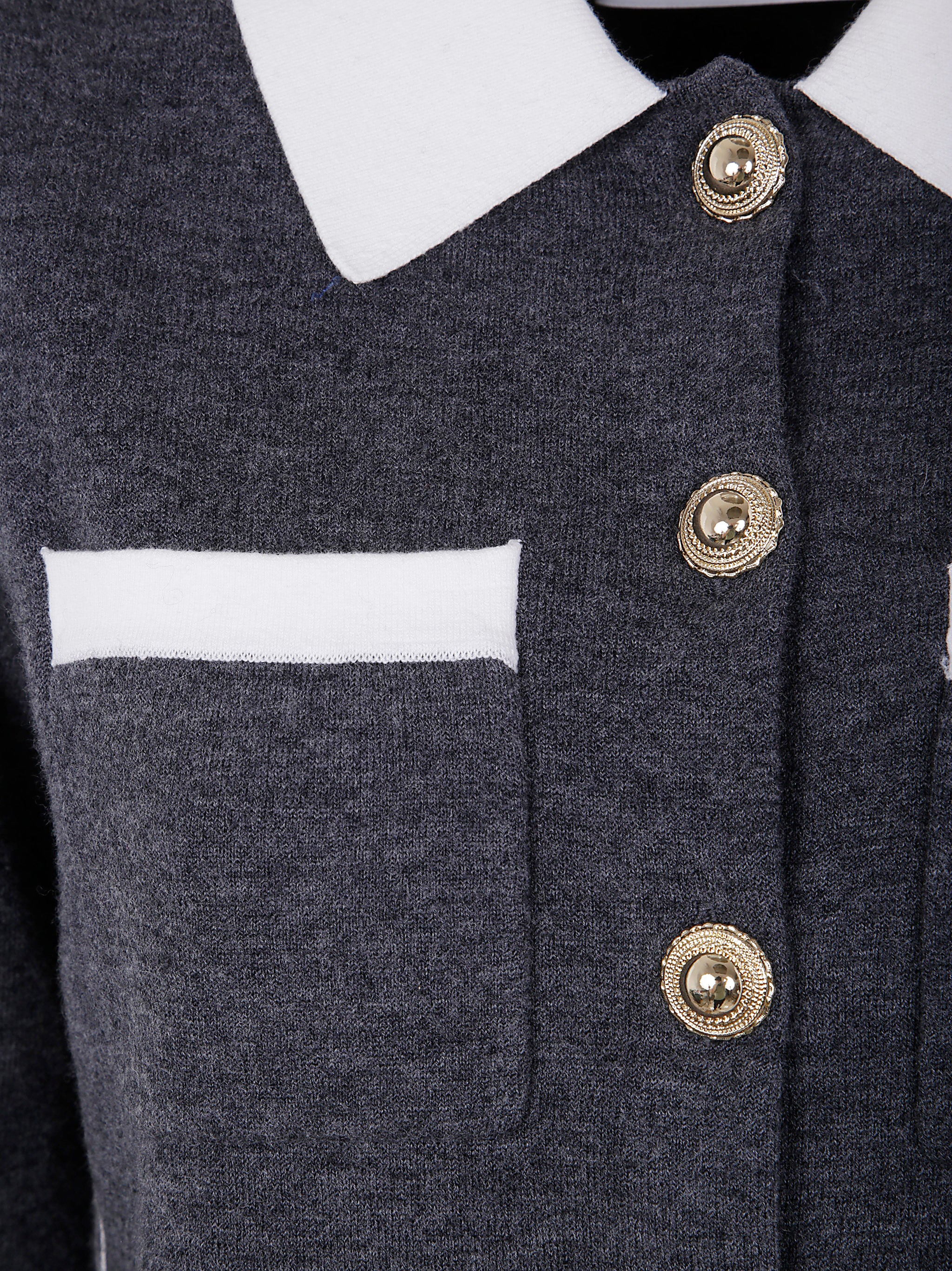 GREY CONTRAST COLLAR CARDIGAN Self-Portrait