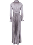 GREY SATIN PLEATED MAXI DRESS Self-Portrait