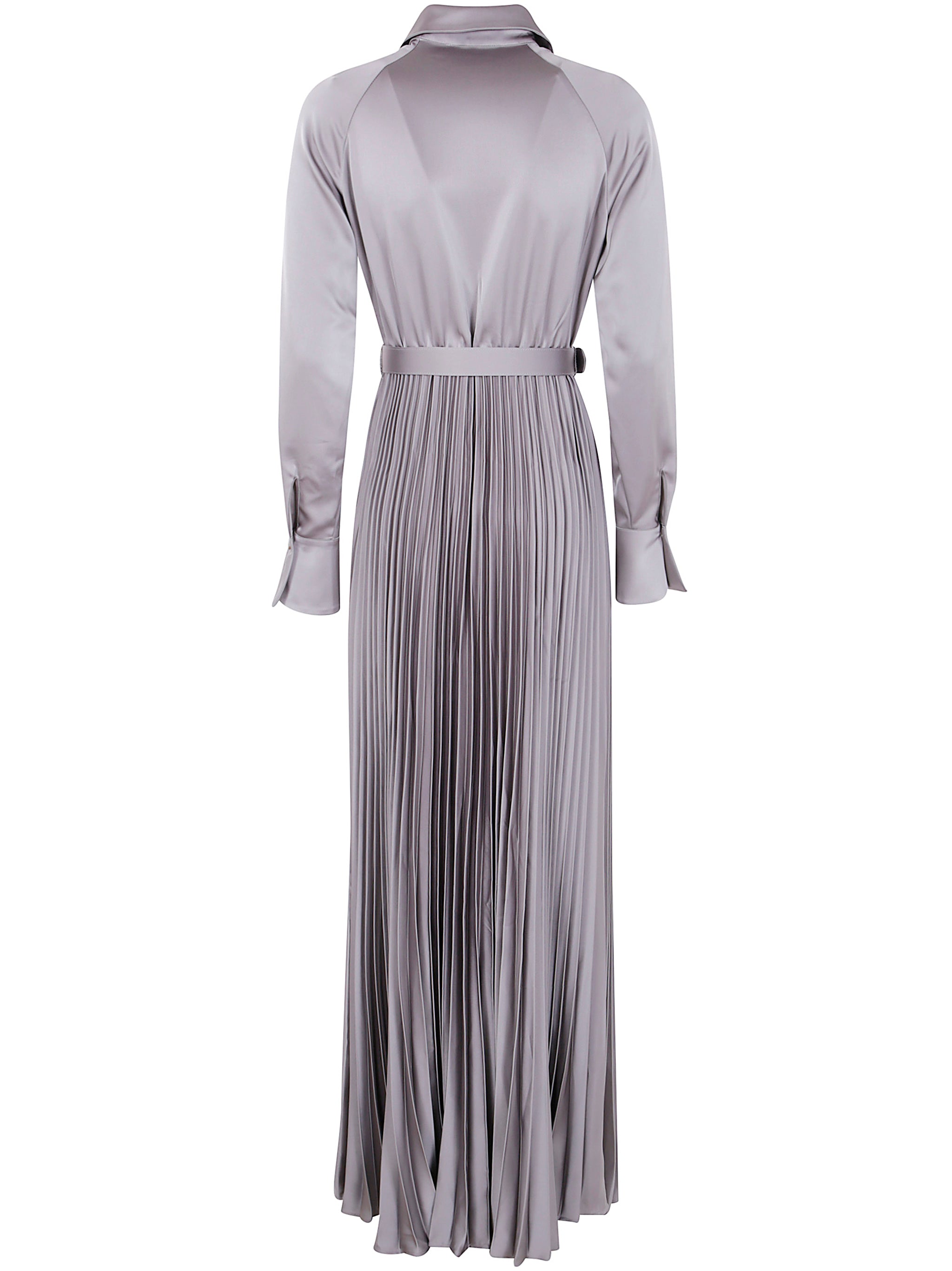 GREY SATIN PLEATED MAXI DRESS Self-Portrait