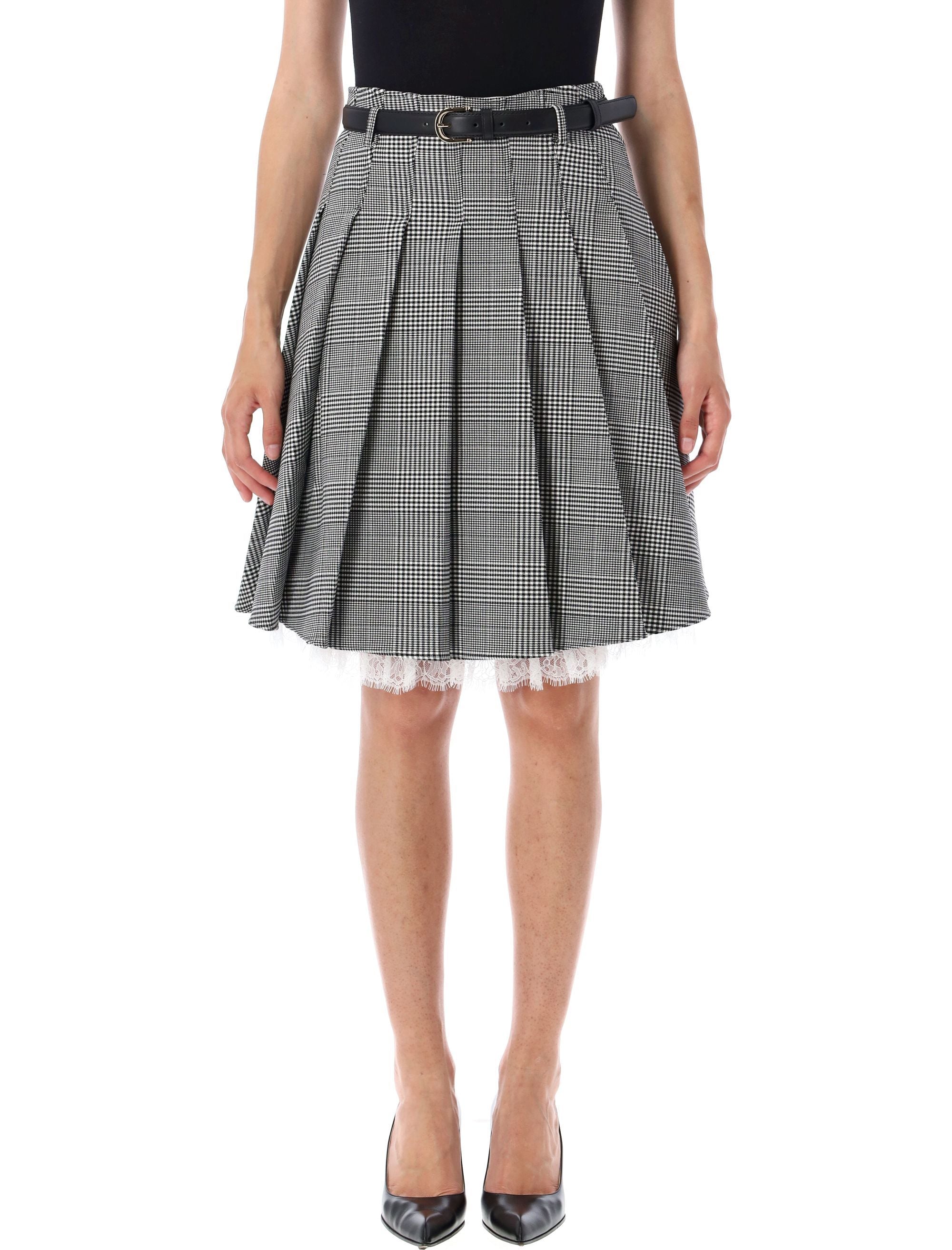 PLEATED MIDI SKIRT PRINCE OF WALES Self-Portrait BLACK WHITE 6