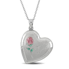 Sterling silver heart locket necklace with engraved rose and Love inscription by Lord & Taylor, front view