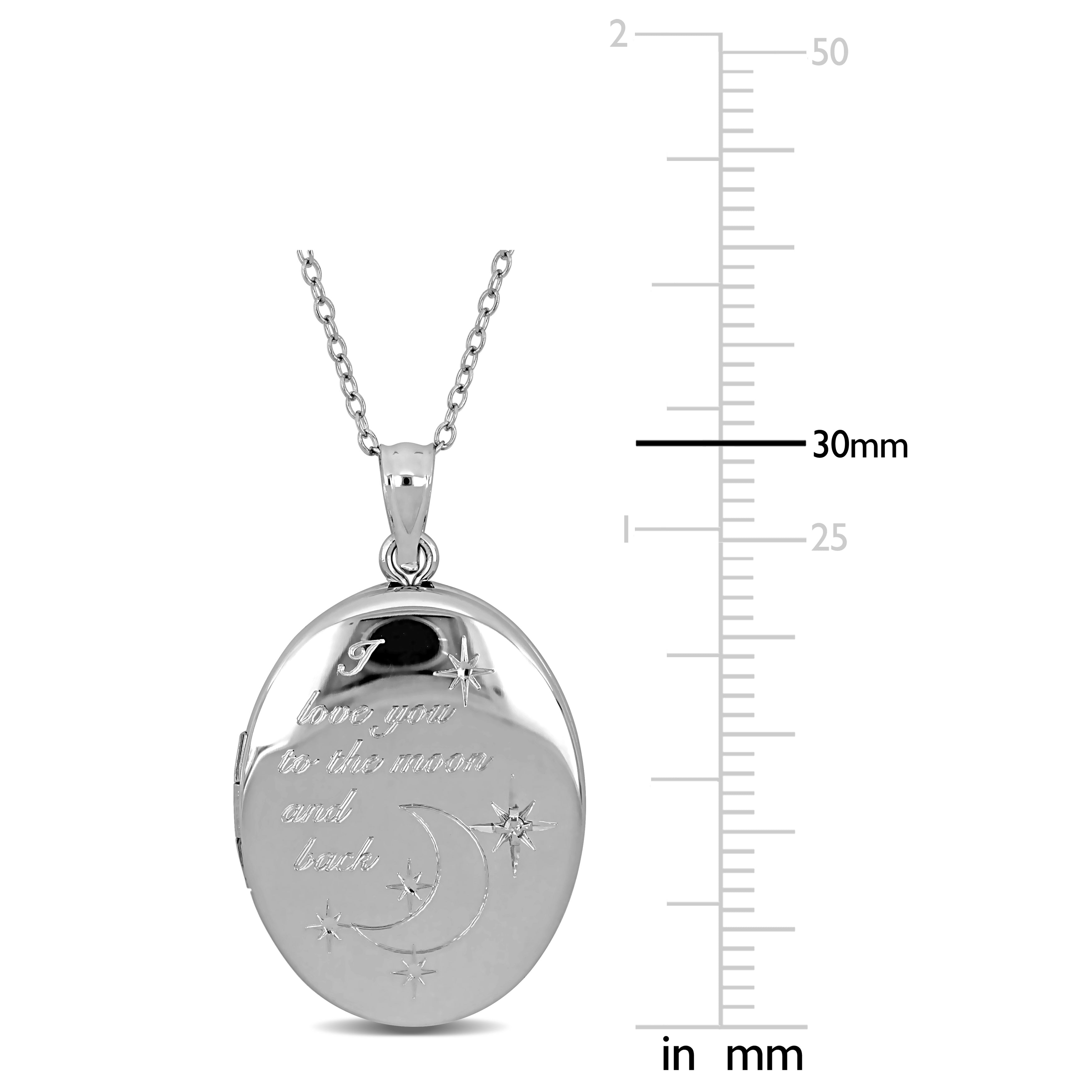 Sterling silver oval locket necklace clasp and chain detail by Lord & Taylor
