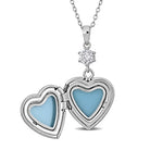 Heart locket necklace detail showing cubic zirconia on bail by Lord & Taylor