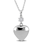 Sterling silver heart locket necklace with cubic zirconia accent, front view by Lord & Taylor