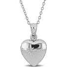 Sterling silver heart locket necklace with cubic zirconia accent, front view by Lord & Taylor