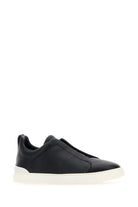 MIDNIGHT BLUE LEATHER SLIP ONS Zegna