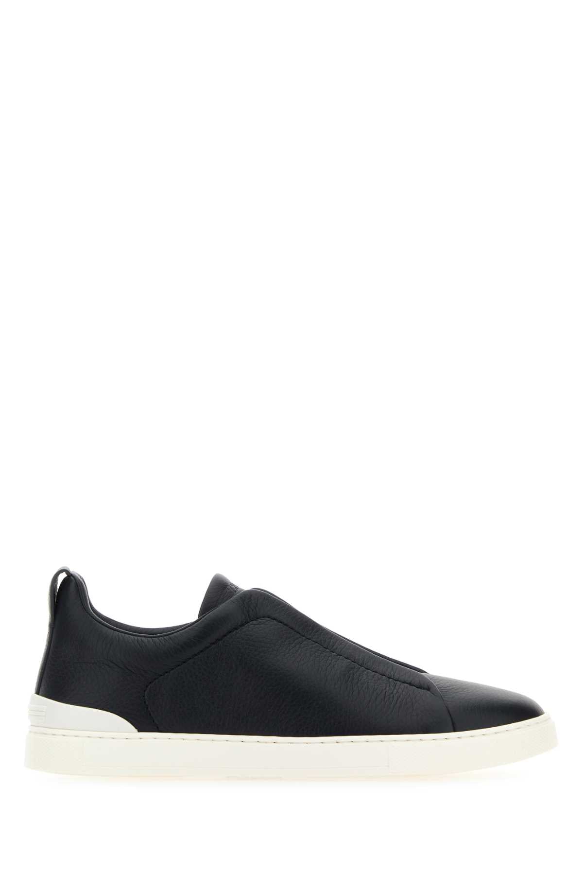 MIDNIGHT BLUE LEATHER SLIP ONS Zegna BLUE 9