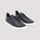 MIDNIGHT BLUE LEATHER SLIP ONS Zegna