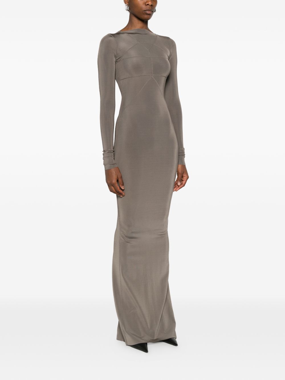 rick owens maxi dress 6 Women Light grey Long Viscose, Silk basic solid colour Rick Owens Geo Knit Sleeveless