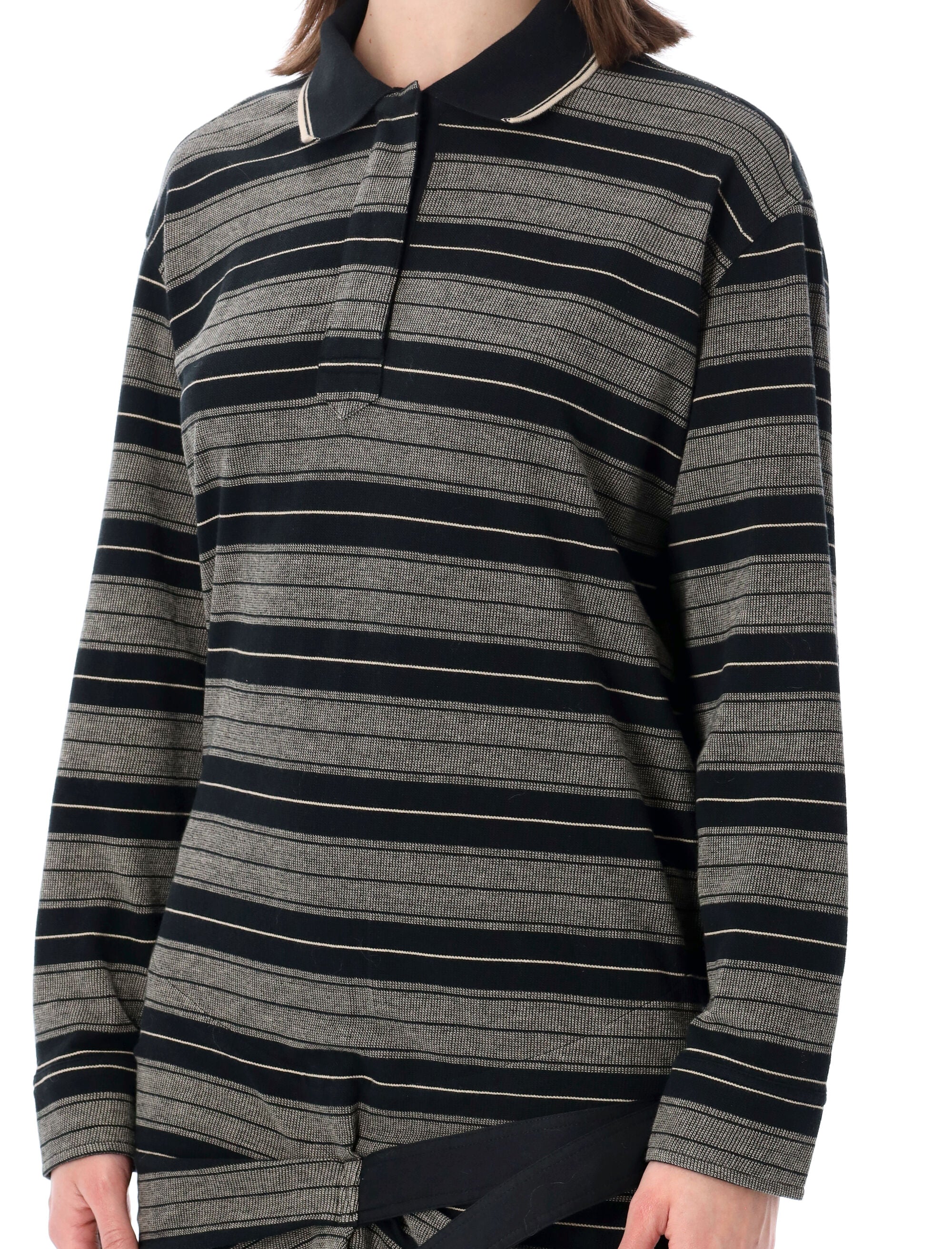 Black and ecru striped polo mini dress by Isabel Marant Etoile, back view